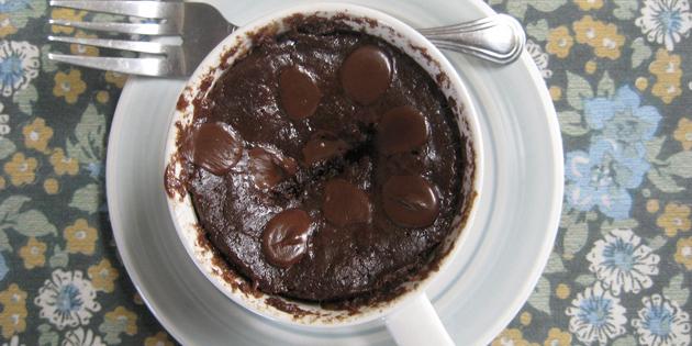 Recetas comidas rápidas: pastelito de chocolate en una taza