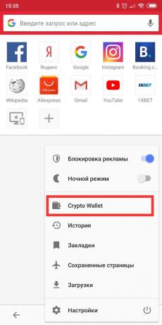 navegador móvil Opera: billetera para criptomoneda