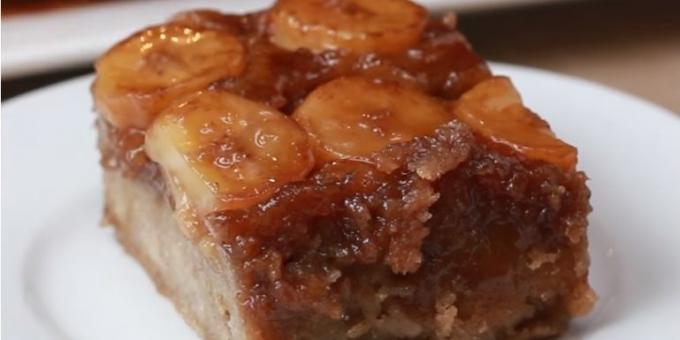 tortas de plátano: torta invertida con bananas caramelizadas