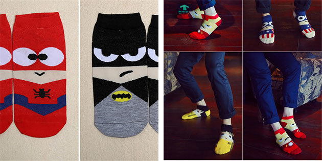 calcetines hermosas: Calcetines de los hombres con los superhéroes