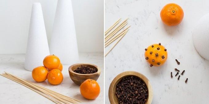 Cómo decorar una mesa para la víspera de Año Nuevo: árbol de mandarina