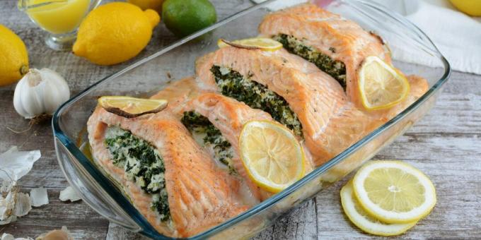 Pescado rojo relleno al horno