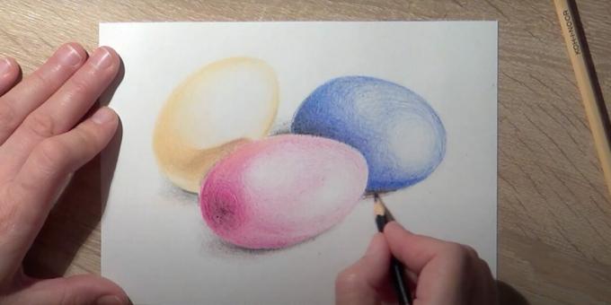 Pintar sobre el huevo y pintar la sombra