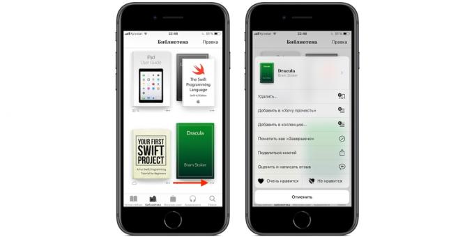 iBooks en el iPhone y el iPad: menú ampliado