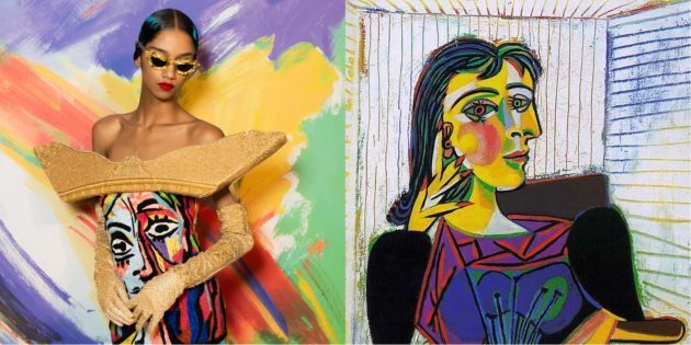 modelo de Moschino y Picasso "Retrato de Dora Maar".