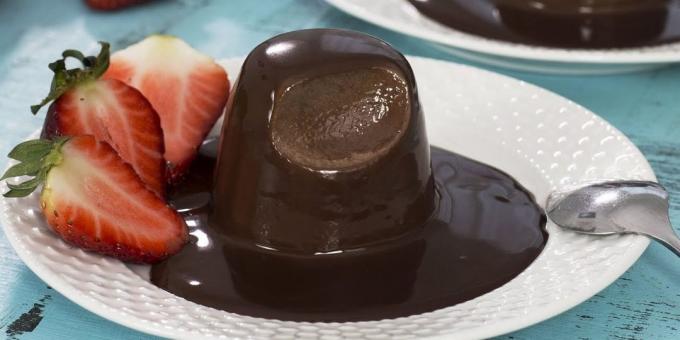 Receta: Panna cotta de chocolate con salsa de chocolate