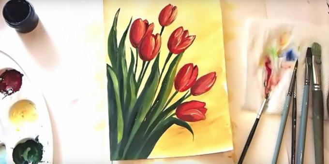 Cómo dibujar un ramo de tulipanes realista