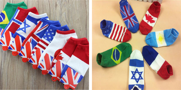 Bellos calcetines con banderas
