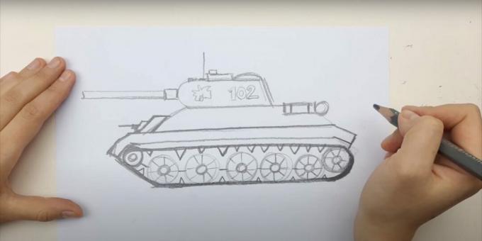 Cómo dibujar un tanque: dibuja una pista y una ametralladora 