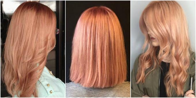 Moda color del cabello: rubio rosa y miel