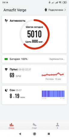 Descripción general Amazfit Verge: datos de la actividad física