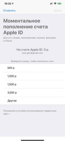 Añadir dinero en el ID de Apple