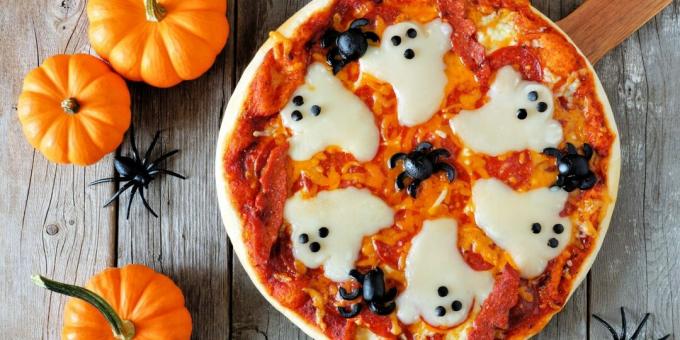 Pizza fantasma de queso de Halloween