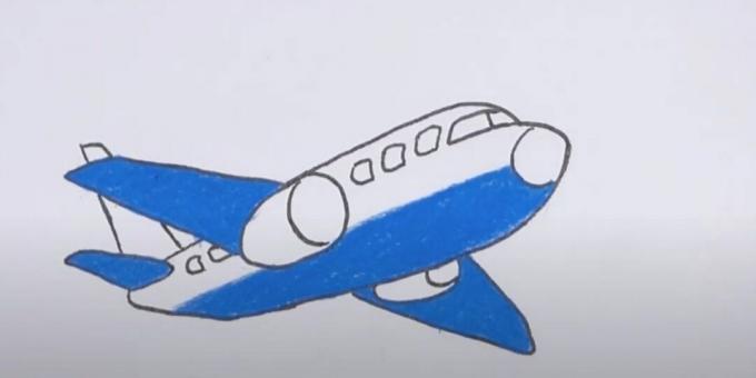 Cómo dibujar un avión: encierra en un círculo el dibujo y agrega color azul