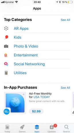 App Store en iOS 11: Categorías populares