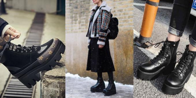 los zapatos de las mujeres de moda Otoño-Invierno 2019/2020: botas con plataforma alta