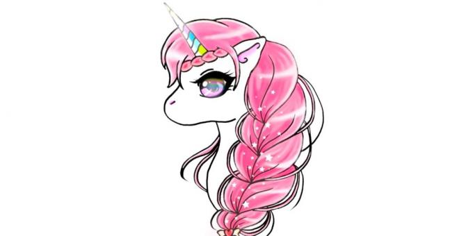 Cómo dibujar un unicornio de dibujos animados con una hermosa trenza