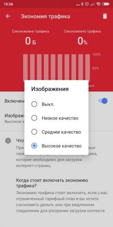 Opera Mobile navegador: menos tráfico