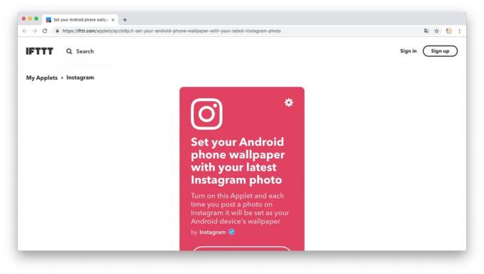 Acción de automatización con IFTTT recetas: fondos de pantalla descargables de Instagram
