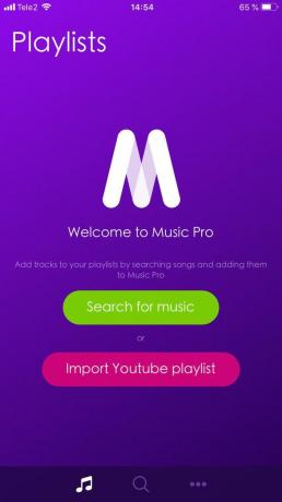 Para escuchar la música de Youtube de Música Pro no tenga que introducir su nombre de usuario y contraseña