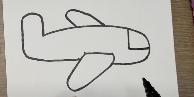 Cómo dibujar un avión: representa una cola y una segunda ala