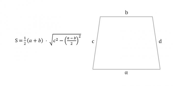 Cómo calcular el área de un trapecio isósceles en cuatro lados