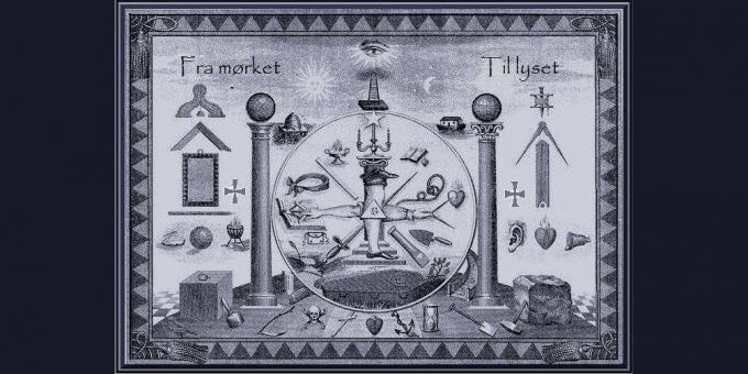 Quiénes son los masones: los símbolos de los masones. Ilustración del libro "Emblemas masónicos". Gran Bretaña, 1854