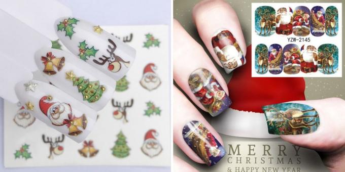 Productos con AliExpress para crear el estado de ánimo de Año Nuevo: pegatinas en el diseño de uñas uñas de Navidad