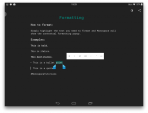 Monoespaciado - editor de texto para Android, en la que no hay nada superfluo