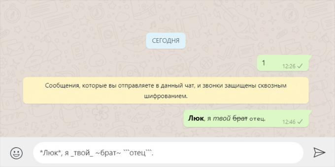 Escritorio versión de WhatsApp: Formato de texto
