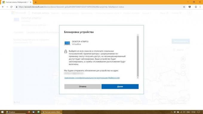PC bloqueo remoto con Windows 10: Haga clic en el botón "Siguiente"
