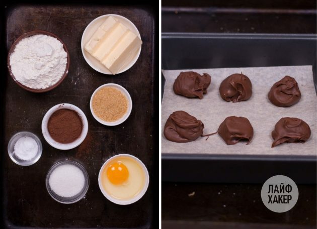 Prepara los ingredientes para las galletas de fondant de chocolate: 