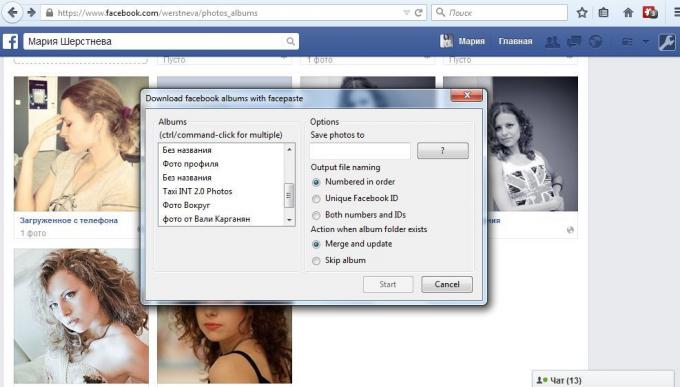 extensión transferir las fotos de Facebook para facepaste Firefox