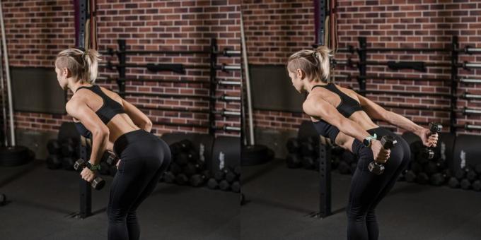 Los mejores ejercicios para el tríceps: brazos de extensión con pesas en la pendiente