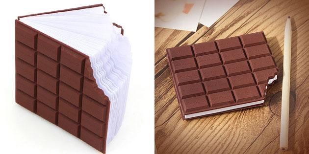 Bloc de notas en forma de mordido del chocolate