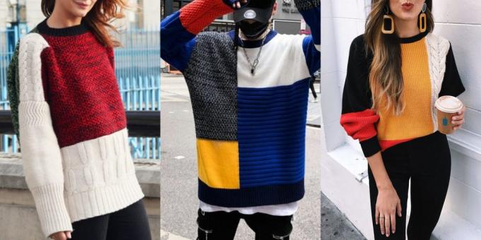 Un suéter o chaqueta con los colores kolorblok