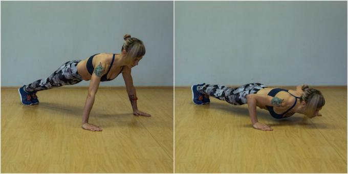 casa programa de entrenamiento: Flexiones de brazos con una amplia exposición de las manos