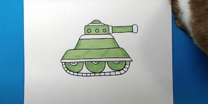 Cómo dibujar un tanque: agrega un color verde claro 