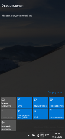 En el Windows 10 Notificación panel proporciona información útil