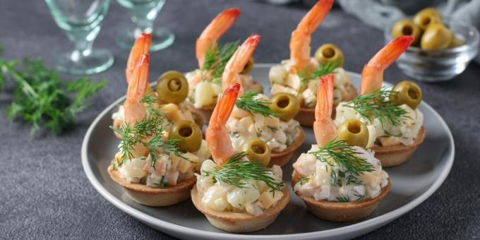 Tartaletas de gambas y piña