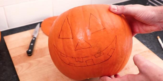 Calabaza de Halloween con sus propias manos: dibujar una cara