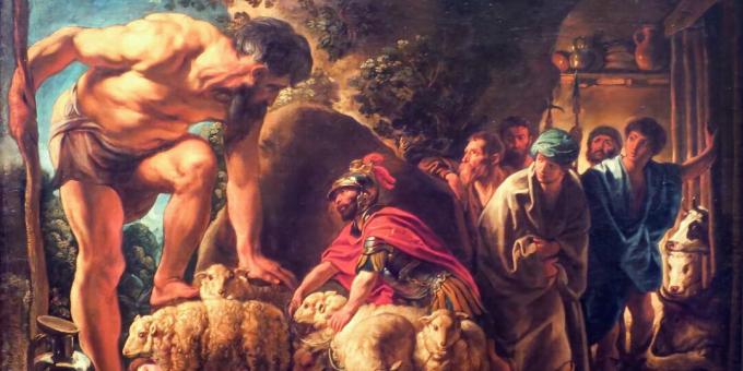 Polifemo y los compañeros de Ulises encerrados en una cueva