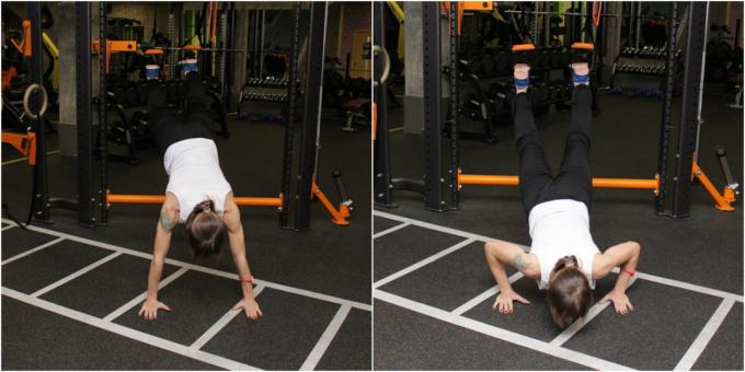 bucles para el entrenamiento: flexiones de brazos en un ángulo