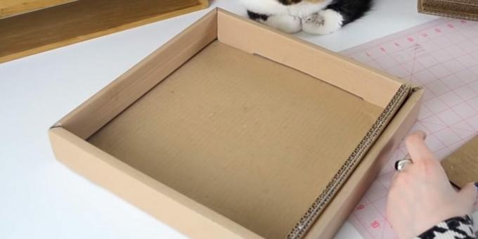 Poste rascador para gatos DIY: inserte tiras pegadas en la caja