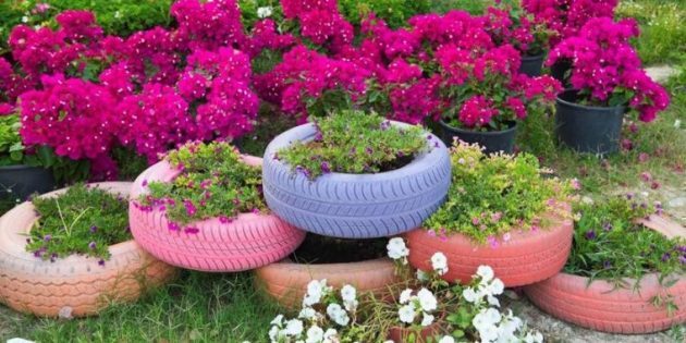 Cómo hacer una cama de flores de neumáticos