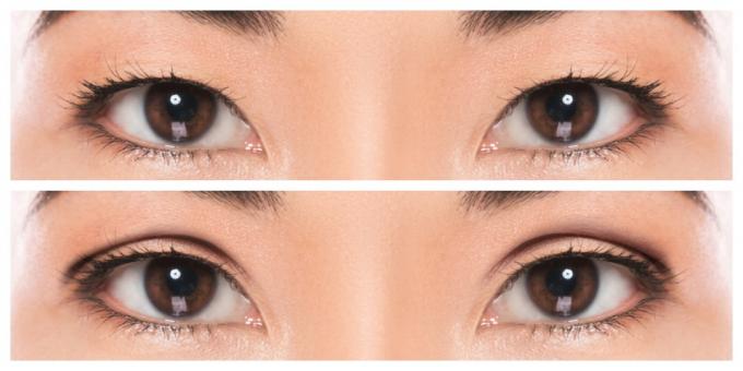 Para determinar la forma de los ojos, mire el párpado superior. Si no hay un pliegue notable, tiene ojos monólidos, si los hay, ojos no monólidos