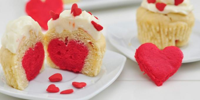 Cupcakes con un corazón escondido