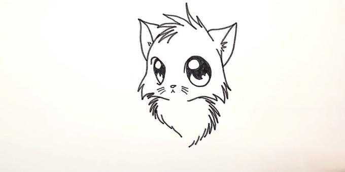 Cómo dibujar anime cat: En la parte inferior de zigzags y pintar líneas de puntos en el pecho esponjoso