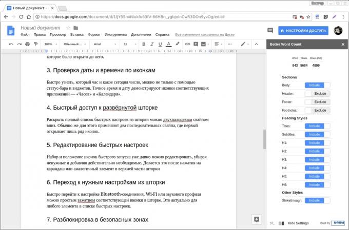 Google Docs complementos: Mejor word count