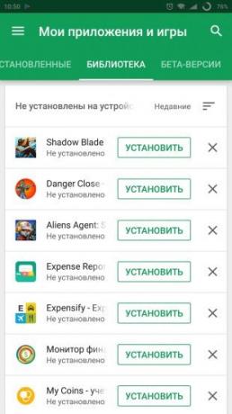 Android de Google Play: buscar aplicaciones previamente instaladas
